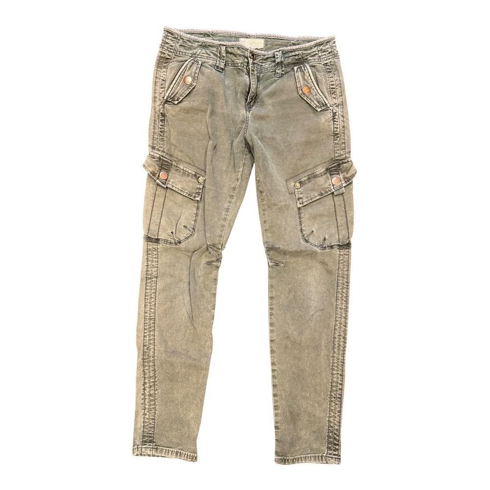 Free People Cargo Pant Mens 30 Olive Green Excellent Utility Slim Fit Distressed